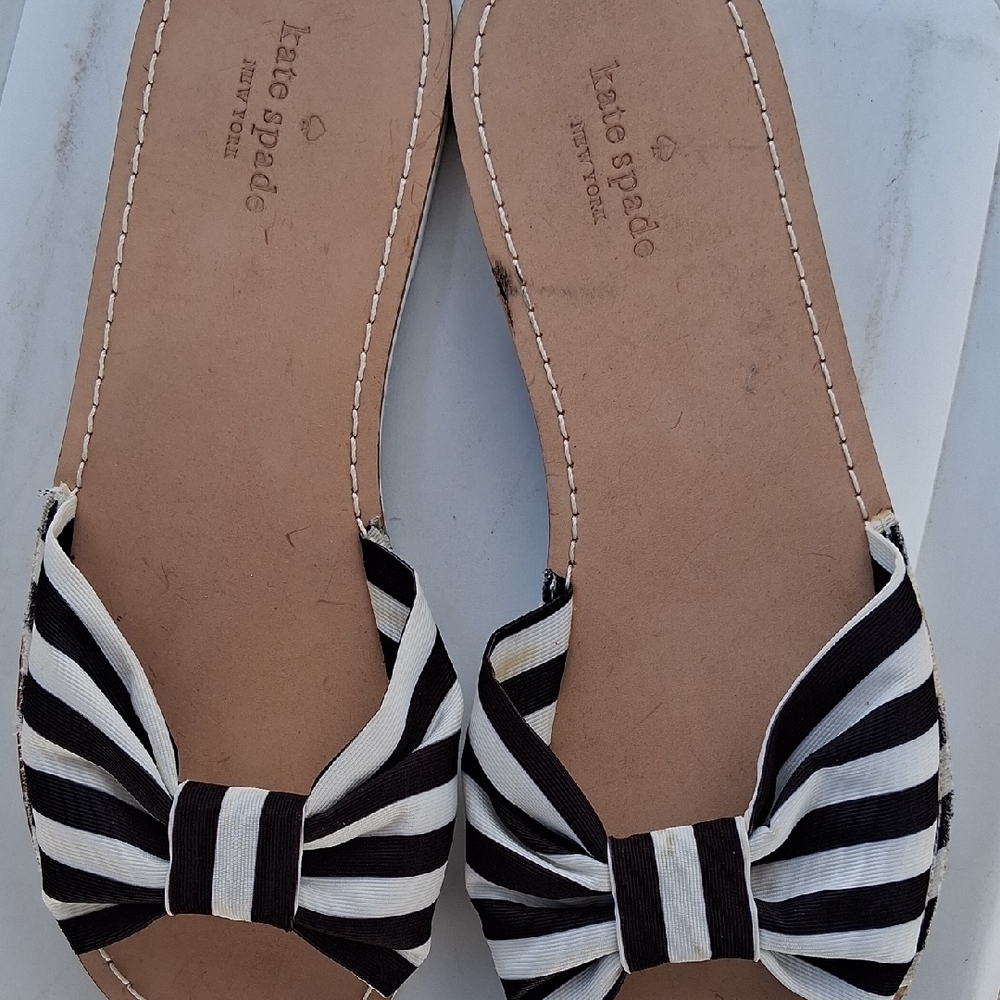 Kate Spade Striped Bow Mules